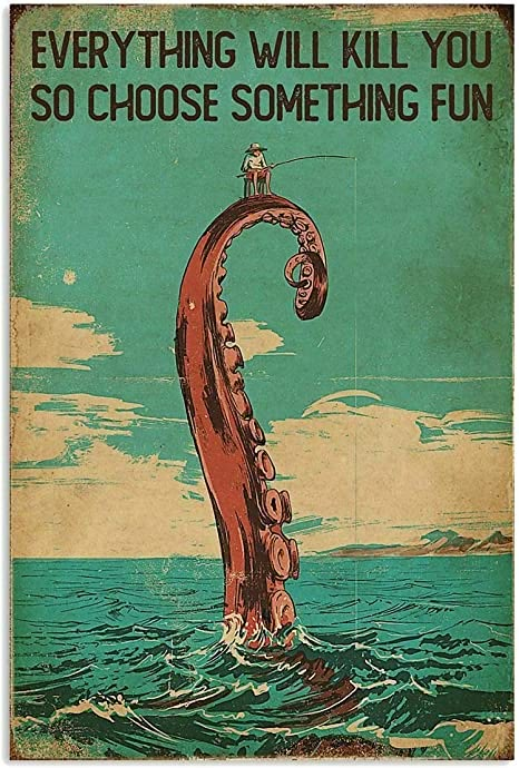 Octopus Decor, Man Cave Bar, Vintage Fishing, Gift Quotes, Poster Retro, Canvas Wall Decor, Poster Vintage, Retro Poster, Hình Xăm