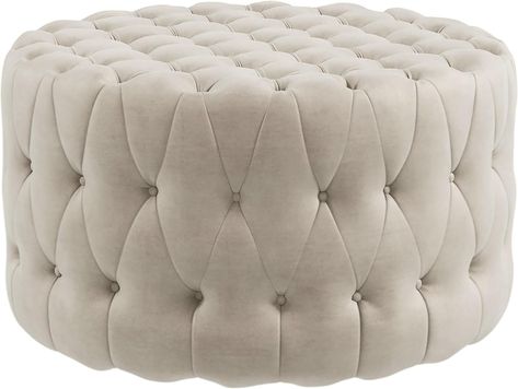 Amazon.com: HOMCOM 31.5" Round Ottoman, Large Velvet-Feel Upholstered Foot Stool with Button Tufted Design and Padded Seat for Living Room, Entryway, Beige : Home & Kitchen Round Ottoman Coffee Table, Round Footstool, Upholstered Footstool, Small Ottoman, Foot Rest Ottoman, Ottoman Coffee, Tufted Ottoman, Living Room Entryway, Round Ottoman