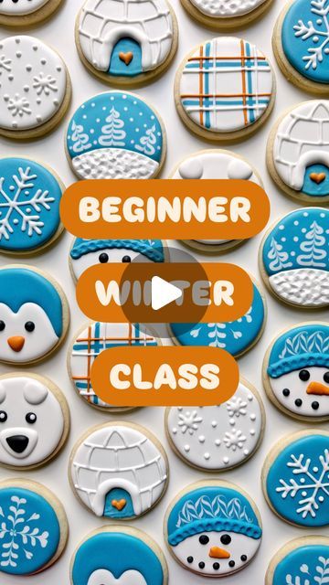 Grace Gaylord on Instagram: "My #2 selling class ⤵️  ➡️ Comment COLD and I’ll send you a DM (direct message) with the class website link!   This beginner class is made to be as accessible as possible: I bring you 9 (yes, NINE!) different winter designs on circles! You can use a cookie cutter, but you could also just use a water glass to cut them out!  This set was made with at-home beginner cookiers in mind, so it uses ONE consistency, ONE shape (a circle!!) and 4 colors. Yes, you heard that right! Now that’s my kind of beginner class! Fewer consistencies and colors = less time spent prepping. One shape (that’s a circle) and = less money spent on supplies.   Included in this Beginner Winter online class:  ❄️ 9 designs all on a circle with 1 consistency  🐻‍❄️ 1-hour pre-recorded class reco Round Cookie Designs, Circle Christmas Cookies Decorated, Winter Sugar Cookies Decorated, Circle Sugar Cookie Designs, Circle Cookie Decorating Ideas, Winter Cookies Decorated, Graceful Baker, Class Website, Digital Workbook