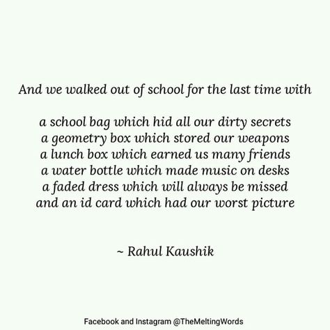 School Friends Quotes, Farewell Quotes For Friends, Best Farewell Quotes, School Days Quotes, Days Quotes, School Life Memories, School Life Quotes, Sarcastic Words, Childhood Quotes