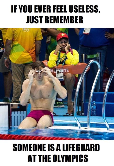 If you ever feel useless, just remember someone is a lifeguard at the #Olympics Real Memes, Funny Sports Memes, Michael Phelps, Sports Memes, Sports Humor, Funny Animal Pictures, Really Funny Memes, Really Funny, I Laughed