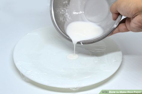 How to Make Rice Paper: 9 Steps (with Pictures) - wikiHow Rice Paper Recipes, Rice Paper Wraps, Edible Rice Paper, Fried Spring Rolls, Vietnamese Dessert, Resep Cake, Snack Platter, Chinese Cooking Recipes, Dessert For Two