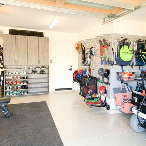 Tandem Garage Storage, 3 Car Tandem Garage Organization Ideas, Garage Storage System, Organizing Garage Ideas Storage, Tandem Garage Ideas, Garage With Room Above, Garage Lockers, Garage Cleaning, Mudroom Garage