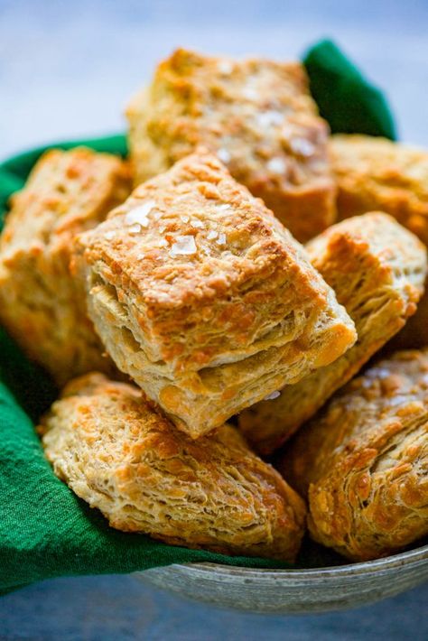 These Irish Cheddar Stout Biscuits are light, flaky, and perfect for St. Patrick's Day! #Irish #cheddar #beer #stout #guinness #easy #recipe #bread #biscuits #stpatricksday #side | ColeyCooks.com Irish Lunch, Crisco Pie Crust Recipe, Crisco Pie Crust, Beer Biscuits, Irish Foods, Butter Mashed Potatoes, Bread Biscuits, Irish Cheddar, Recipe Bread