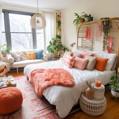 Top 7 Transformations in a Boho-Style Studio Apartment Makeover. | by A Arquiteta Home and decoration news and tips. | Medium Girl Studio Apartment, Lesbian Apartment Ideas, Lesbian Apartment, Studio Apartment Makeover, Scandinavian Studio Apartment, Scandinavian Studio, Tiny Studio Apartments, Apartment Makeover, Studio Apartment Layout