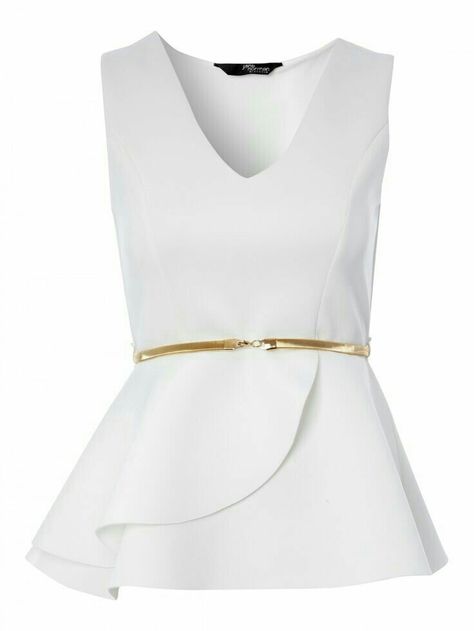 Corsage Áo Blu, White Peplum Tops, Peplum Shirt, White Peplum, Peplum Shirts, Jane Norman, Wrap Shirt, Work Attire, Mode Inspiration