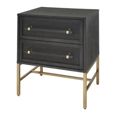 Sophia Antique Black Nightstand Nightstand Color, Black Nightstand, Bedside Storage, 2 Drawer Nightstand, Upholstered Panels, Coastal Furniture, Modern Nightstand, Panel Headboard, Wood Nightstand