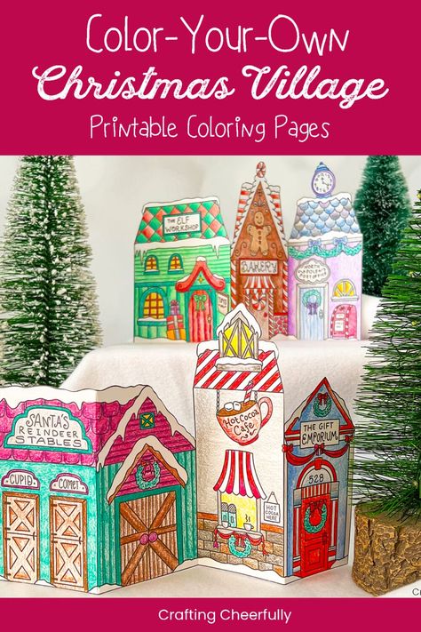 Craft For All Ages, Village Kids, Christmas Village Sets, Easy Holidays Crafts, Accordion Fold, Christmas Town, Holiday Craft, Free Christmas Printables, Simple Holidays