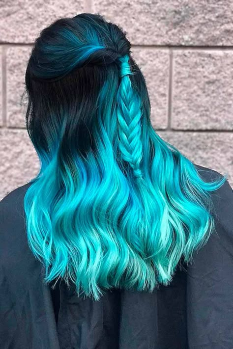 Blue Ombre Hair Fabulous Styles for Daring Women ★ See more: http://lovehairstyles.com/stunning-blue-ombre-hair/ Blue And Green Hair, Pulp Riot Hair Color, Mermaid Hair Color, Dyed Hair Pastel, Blue Ombre Hair, Hair Color Unique, Hair Dye Ideas, Beautiful Hair Color, Pretty Hair Color