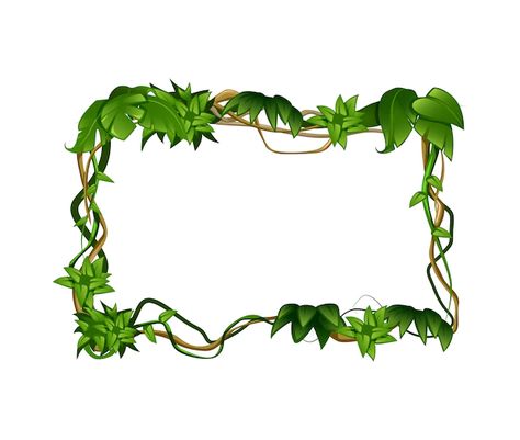 Free Vector | Natural jungle landscape Vines Border, Jungle Border, Border Landscape, Jungle Vines, Jungle Landscape, Christmas Name Tags, Tay Tawan, Christmas Border, Tropical Leaves