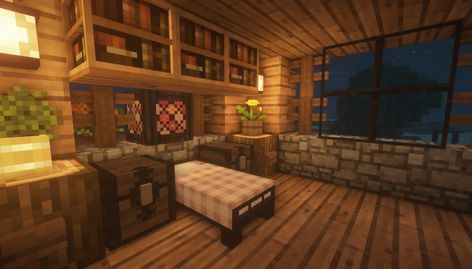 Cozy Minecraft Interior, Cottagecore House Minecraft, Cute Minecraft Bedrooms, Minecraft House Interior Ideas, Mc Interior, Pretty Minecraft, Minecraft Cottage House, Minecraft House Interior, House Cottagecore