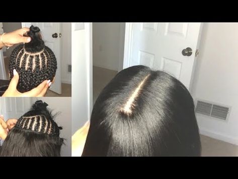 Sew In Tutorial Weave, Sew In Middle Part Straight, Traditional Sew In Weave Middle Part, Sewin Leaveout, Sew Ins With Closure, Sew In Hairstyles With Leave Out, Sew In Tutorial, Sew In Weave With Leave Out, Sew In Weave With Closure