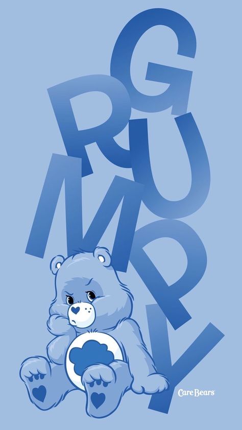 Care Bear Grumpy Wallpaper, Care Bears Grumpy Bear Wallpaper, Grumpy Care Bear Drawing, Blue Care Bear Wallpaper, Blue Care Bears Aesthetic, Grumpy Bear Aesthetic Wallpaper, Care Bear Wallpaper Iphone, Blue Disney Wallpaper, Care Bear Wallpaper Aesthetic