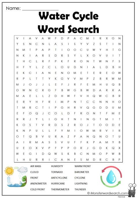 Science Word Search, Free Printable Word Searches, Science Puzzles, Word Search Printables, Boys And Girls Club, Word Search Puzzles, Stem For Kids, Water Cycle, Stem Learning