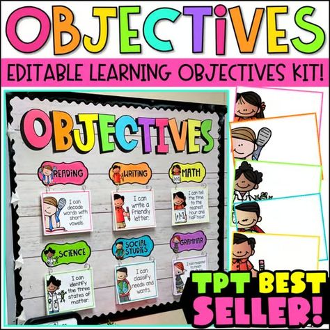 Learning Objectives Display - Editable Learning Targets Bulletin Board | Decor Objectives Board Elementary, Posting Learning Objectives, Objectives Bulletin Board, Year 3 Classroom Ideas, Learning Objectives Display, Objective Bulletin Board, Objectives Display, Year 3 Classroom, Classroom Behavior Management System