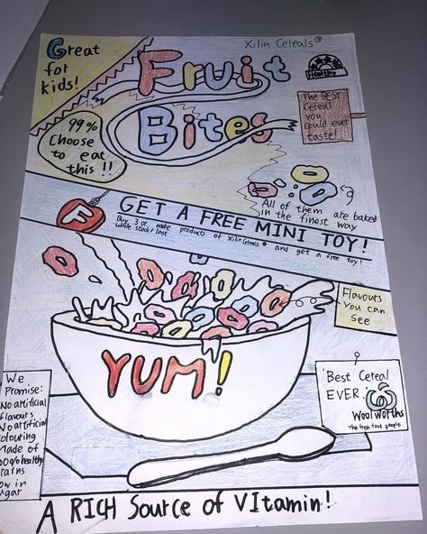 MISS D 🇦🇺 on Instagram: “ADVERTISING UNIT. Kids designed their own cereal boxes #PROUD 💜” Cereal Advertising Design, Advertisement Activities For Students, Cute Advertisement Poster Ideas, Poster Projects For School, Creative Advertisement Posters, Poster Advertising Design Ideas, Paper Advertisement Design, Advertising Activities For Kids, Advertisement For School Project