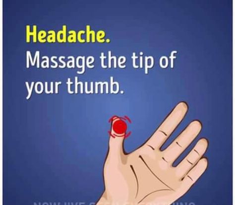 Headache Massage, Reflexology Pressure Points, Healing Reflexology, Pressure Point Therapy, Yoga Facts, Hand Reflexology, Massage Therapy Techniques, Reflexology Chart, Acupressure Massage