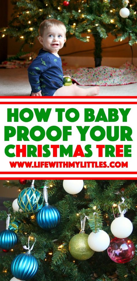 If you've got a baby or toddler this Christmas, this is a must-read! Tips on how to baby proof your Christmas tree from a mama of three! Childproof Christmas Tree, Toddler Christmas Tree, Toddler Proofing, Christmas Table Decorations Diy, Baby Proof, Baby Gates, Baby Proofing, Toddler Christmas, Christmas Table Decorations