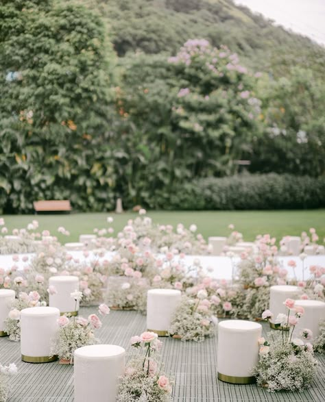 Sit back and Enjoy the wedding ceremony❤️ What do you think to have this special & cozy guest sitting arrangement instead of the standard theatre setting in your wedding ceremony? Throwback to the romantic garden wedding @HongKongCountry Club⁠ ⁠ Photo: @jennytong_photography⁠ Decoration: @freeconcept_hk⁠ Round Wedding Ceremony Seating, Ghost Chairs Wedding Ceremony, Unique Ceremony Seating, Circle Ceremony Seating, Ghost Chair Wedding, Sitting Arrangement, Photography Decoration, Wedding Setup, Ceremony Chairs