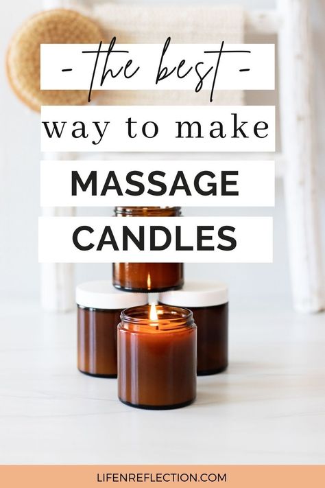 Here's the best way to make massage candles for homemade gifts with essential oils!! Massage Oil Candle Diy, Diy Massage Candle, Massage Candle Recipe, After Wax Care, Candle Making Room, Essential Oil Massage, Candle Recipe, Massage Candles, Wintergreen Essential Oil