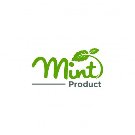 Mint leaves, organic logo concept | Premium Vector #Freepik #vector #logo #business #abstract #design Beauty Branding Design, Market Branding, Nature Typography, Food Company Logo, Pink Restaurant, Traditional Background, Coreldraw Design, Healthy Logo, Mint Logo