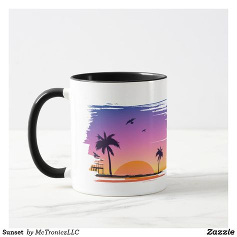 Pottery Mug Painting, Pottery Mug Painting Ideas, Painting Ideas Sunset, Mug Painting Ideas, Sunset Ideas, Sunset Mug, Mug Painting, Pottery Mug, Pottery Mugs