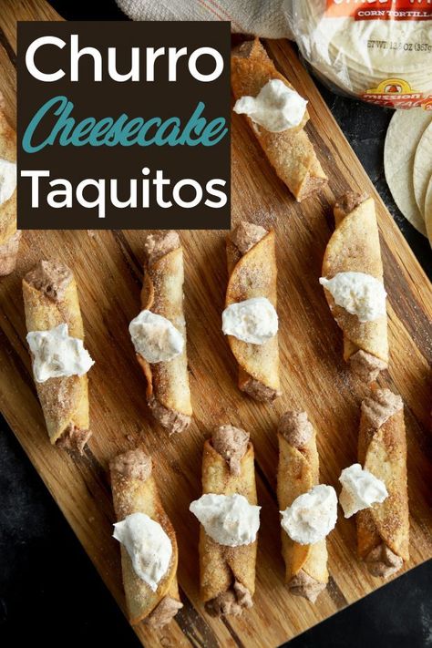 Dessert Taquitos, Desert Tacos, Cheesecake Taquitos, Tacos Corn Tortillas, Churro Dessert, Dessert Tacos, Tortilla Dessert, Corn Tortilla Recipes, Mexican Festival