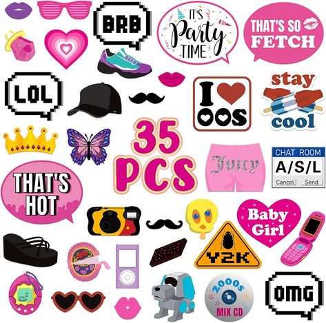 Amazon.com: Mosailles 35Pcs 2000s Party Photo Booth Props 00s Party Decorations 2000's Theme Birthday Party Supplies Vintage Retro Y2K Party Decor : Home & Kitchen Y2k Props, 2000s Party Theme Decorations, Y2k Birthday Party Theme, 2000s Theme Party, Y2k Birthday Party, 00s Party, Y2k Theme, 2000s Theme, Party Photo Booth Props