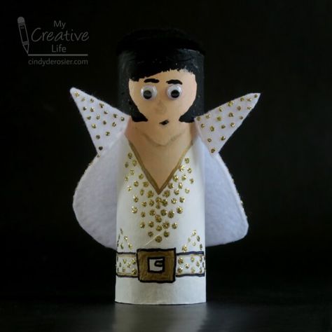 Cardboard Tube Elvis | Fun Family Crafts Cardboard Tube Crafts, Gold Sharpie, Recycled Crafts Kids, Music Crafts, Make Music, Crafts For Seniors, Mini Craft, Diy Dollar Store Crafts, Family Crafts