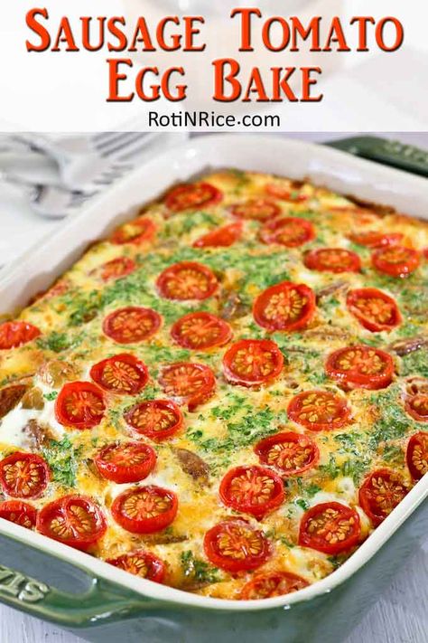 Egg Bake With Sausage And Hashbrowns, Egg Bakes With Hashbrowns Sausage, Eggs And Tomatoes, Egg Bake Recipes Sausage, Sausage And Hashbrown Egg Bake, Sausage Potato Egg Bake, Gluten Free Egg Bake, Egg Bake Sausage Hashbrown, Tomato Egg Bake