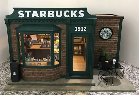 Preschool Display Boards, Pretend City, Starbucks Shop, Carved Wooden Panels, Bloxburg Town, Lucky Charms Cereal, Starbucks Store, Kit Bashing, Italian Bakery