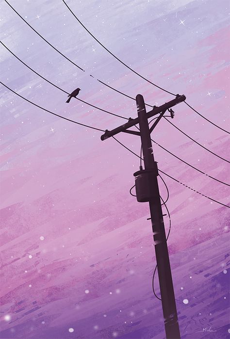 Power Line Aesthetic, Electric Pole Aesthetic, Electric Pole Drawing, Pole Painting Ideas, Power Line Painting, Power Lines Painting, Environment Landscape, Electric Pole, Painting Videos Tutorials