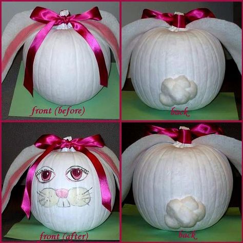 Bunny Pumpkin, Halloween Pumpkin Decorating, Halloween Pumpkin Diy, Bunny Bait, Pumpkin Diy, Pumpkin Decorating Contest, Pumpkin Images, Fall Decor Dollar Tree, Halloween Pumpkins Painted