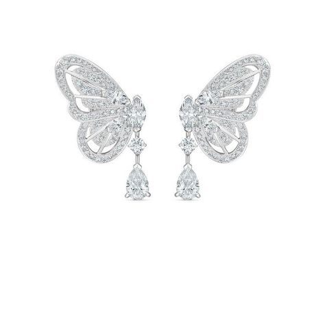 Butterfly earrings in white gold Shein Lookbook, Character Closet, Iridescent Wings, Heart Drawings, Nature Butterfly, Marvel Dr, Classy Jewelry, Jewelry Images, Jewelry Lookbook