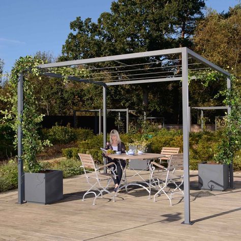 Pergola Metal, Aluminium Pergola, Side Elevation, Terrace Patio, Steel Pergola, Garden Apartment, Outside Room, Modern Pergola, Metal Pergola