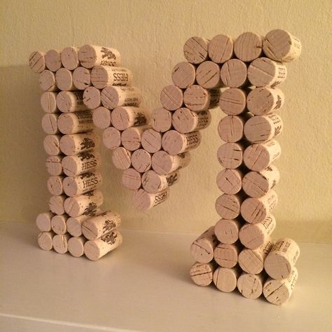 Wine Cork Letter “M” #winecork #winecorkcrafts #wine Wine Cork Monogram, Pumpkin Designs Painted, Wine Cork Letters, Cork Letters, Money Making Projects, Cork Crafts Christmas, Wine Cork Wreath, Wine Cork Diy Crafts, Wine Cork Projects