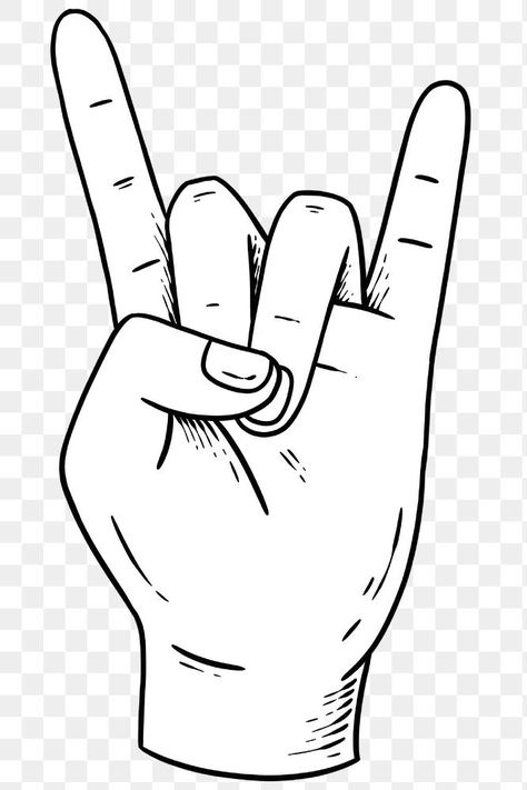 Hand Sign Drawing, Rock Hand Sign, Ok Hand Sign, Sign Drawing, Music Wall Decal, Rock Sign, Drawing Sticker, Rock Tattoo, I Love You Signs