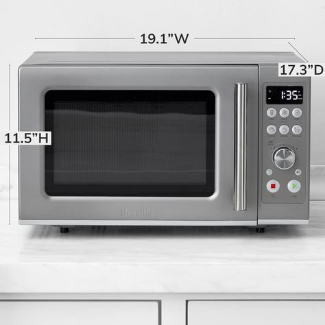 Breville Compact Wave Soft Close Microwave | Williams Sonoma Cook Potatoes, Compact Microwave, Reheat Pizza, Electronic Store, Convection Toaster Oven, Mute Button, Maria Hill, Small Microwave, Countertop Appliances