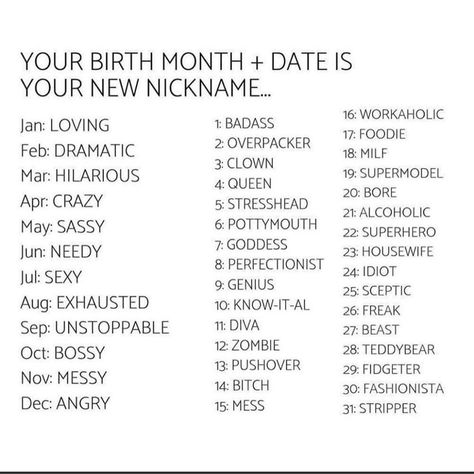 Fred+Angi Mornings on Instagram: “What’s your new nickname? 😂👇🏽” Goofy Nicknames, Insulting Nicknames, Silly Nicknames, Funny Nicknames, Instagram Emoji, Female Pose Reference, Origami Crafts, Birth Month, Paper Crafts Diy