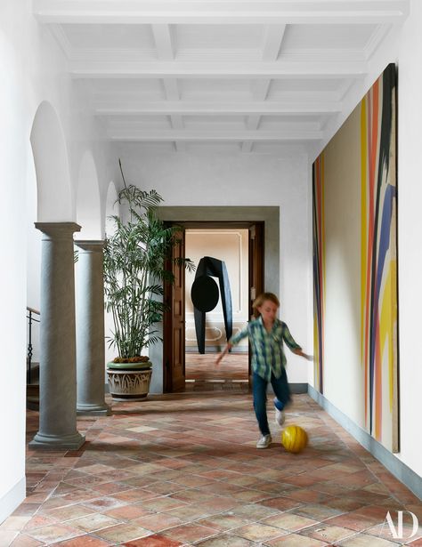 Corridor Painting, Montecito Homes, Noguchi Sculpture, Morris Louis, Atelier Am, Spanish Revival Home, Mediterranean Revival, Architectural Concepts, Design Hallway