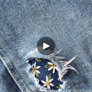 Embroidery Ripped Jeans, Embroidery On Ripped Jeans, Caleb Hearn, Embroidery Art, Embroidered Flowers, Ripped Jeans, Design Crafts, Hand Embroidery, Bangles