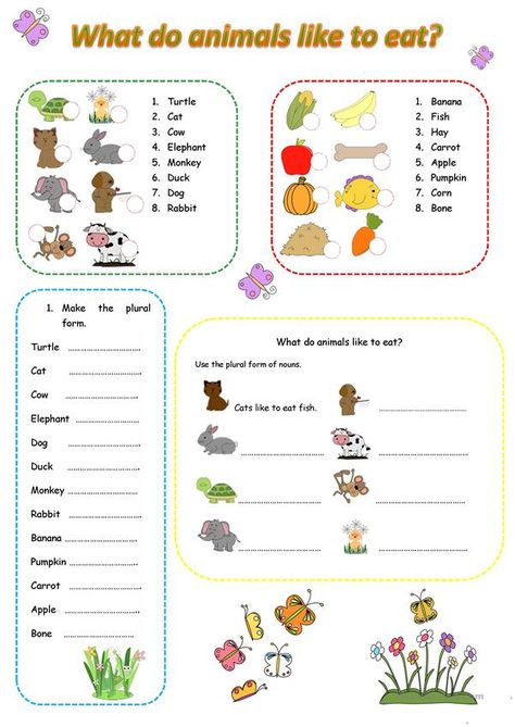 What Animals Eat, Personal Hygiene Worksheets, Learning Animals, Animal Lessons, Dear Zoo, Reading Comprehension Kindergarten, Animals Food, Interactive Powerpoint, Animal Worksheets