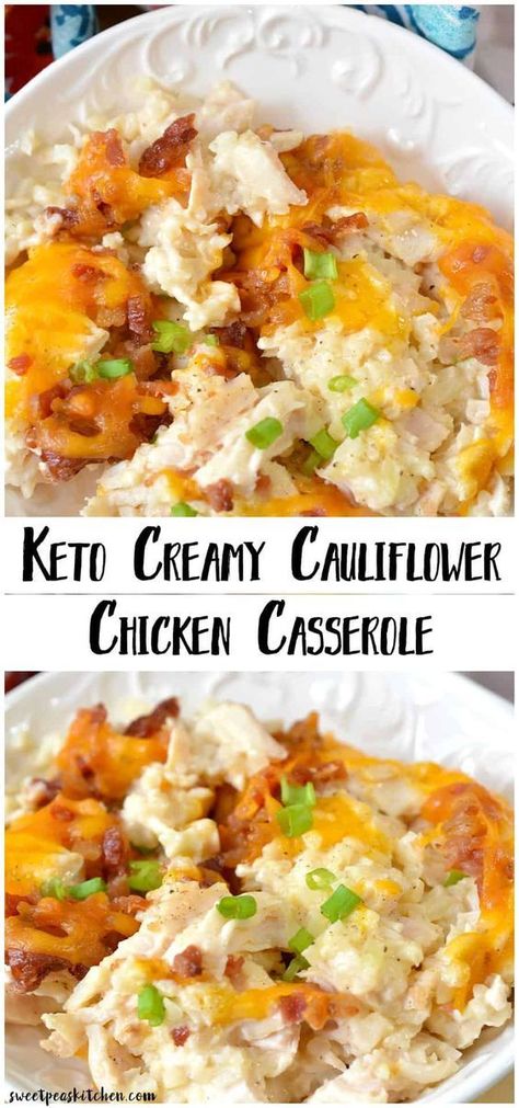 Keto Meats, Chicken Cauliflower Casserole, Easy Keto Casserole, Keto Entrees, Keto Savory, Cauliflower Chicken, Lowcarb Recipes, Keto Casseroles, Chicken Casserole Easy