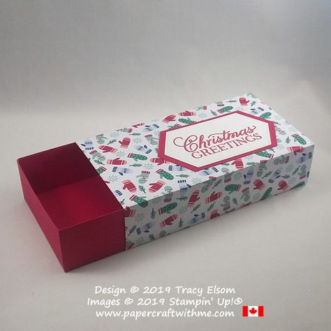 Matchbox Template, Christmas Treats Holders, Shein Gift Card, Christmas Treats Boxes, Matchbox Crafts, Stampin Up Project, Gift Box Template, Cadeau Diy, Handmade Box