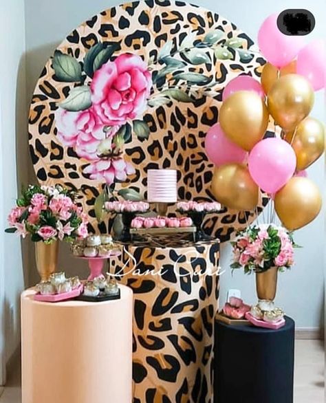 Cheetah Print Centerpieces, Pink Cheetah Party Decorations, Leopard Birthday Party Ideas Women, Cheetah Themed Birthday Party For Women, Cheetah Party Decorations, Leopard Print Party Theme, Leopard Print Party Decorations, Leopard Birthday Party Ideas, Leopard Party Decorations