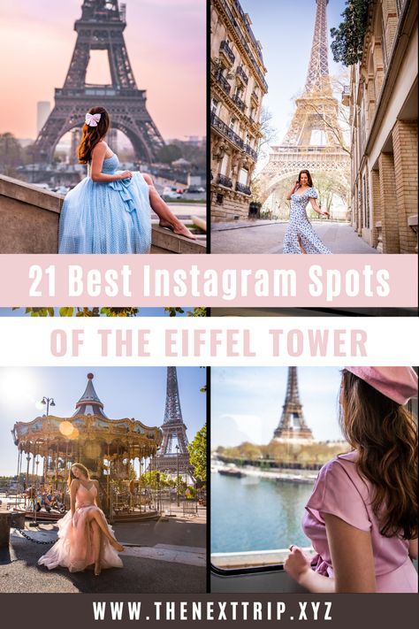 All of the locations, tips, and information you need to see all of the most famous Eiffel Tower Instagram spots in Paris! Eiffel Tower Instagram, Eiffel Tower Pictures, Paris Instagram Pictures, Spots In Paris, Rooftop Photoshoot, Paris Family, Parisian Architecture, Instagram Locations, Photo Shoot Location