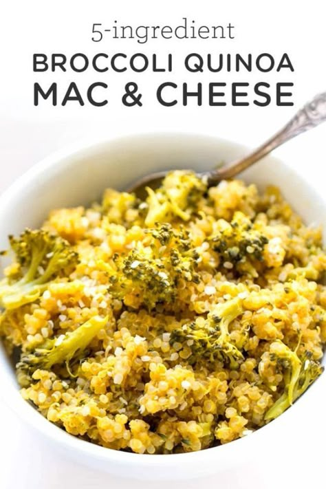 Quinoa Recipes - 5-ingredient Broccoli + Quinoa Mac and Cheese - Easy Salads, Side Dishes and Healthy Recipe Ideas Made With Quinoa - Vegetable and Grain To Serve For Lunch, Dinner and Snack Quinoa Mac And Cheese, Broccoli Dinner, Broccoli Quinoa, Quinoa Broccoli, Quinoa Recipes Easy, Quinoa Recipes Healthy, Simply Quinoa, Mac And Cheese Recipe, Goulash