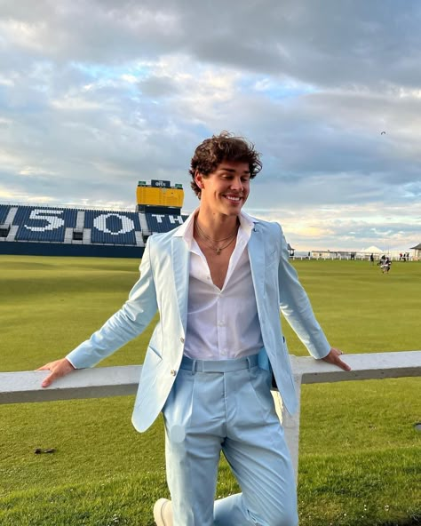 Blue Suit, A Man, Walking, Prom, Blue, White