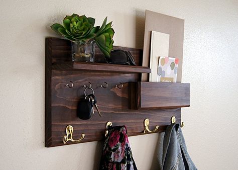 Ikea Floating Shelves, Shelf Vanity, Long Floating Shelves, Floating Shelves Bedroom, Mail Storage, Floating Shelves Living Room, Black Floating Shelves, Floating Shelf Decor, Entryway Coat Rack