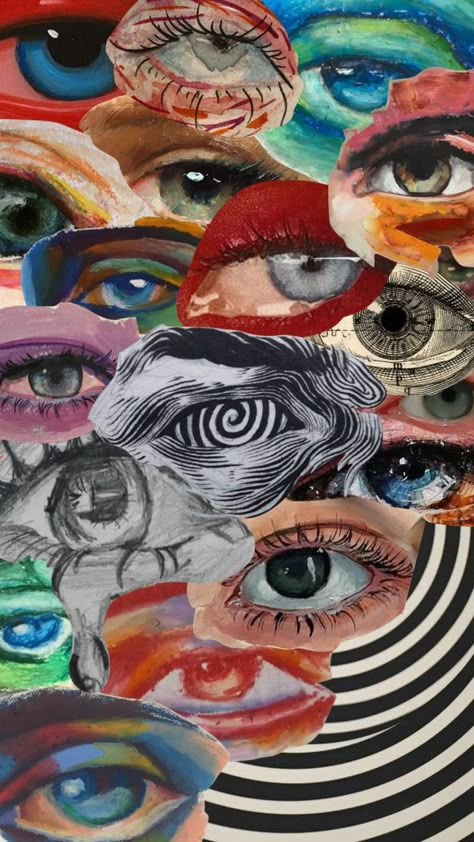 Graphic Pictures Art, I Am Watching You Wallpaper, Ways Of Seeing Art, Eyes Watching Drawing, Watching Eyes Art, Eyes On You, Eyes Collage Art, Eyes For Collage, Physical Collage Art